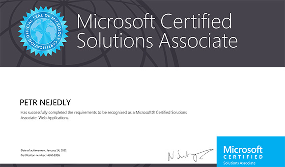 Microsoft Certified Solutions Associate: Web Applications - Petr Nejedlý